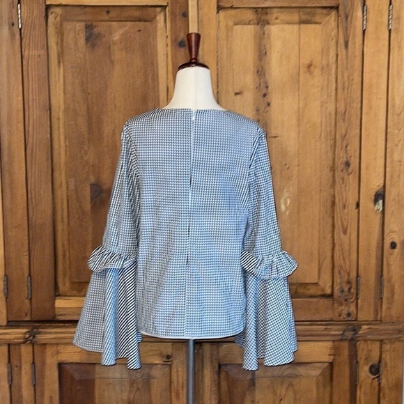 Scrap Work Boutique Gingham Bell Sleeve Blouse Sz. S - Picture 5 of 16